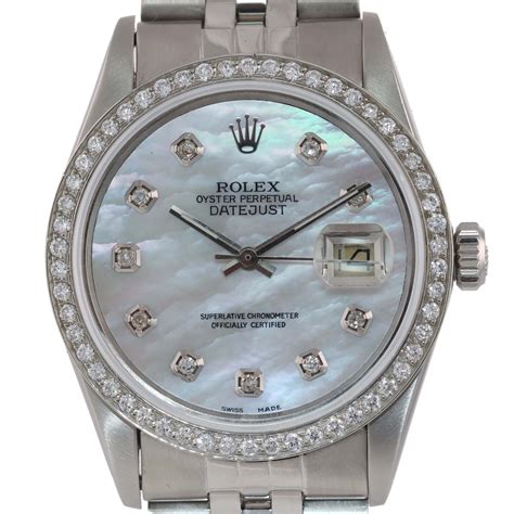 rolex datejust with diamond bezel|Rolex Datejust white diamond.